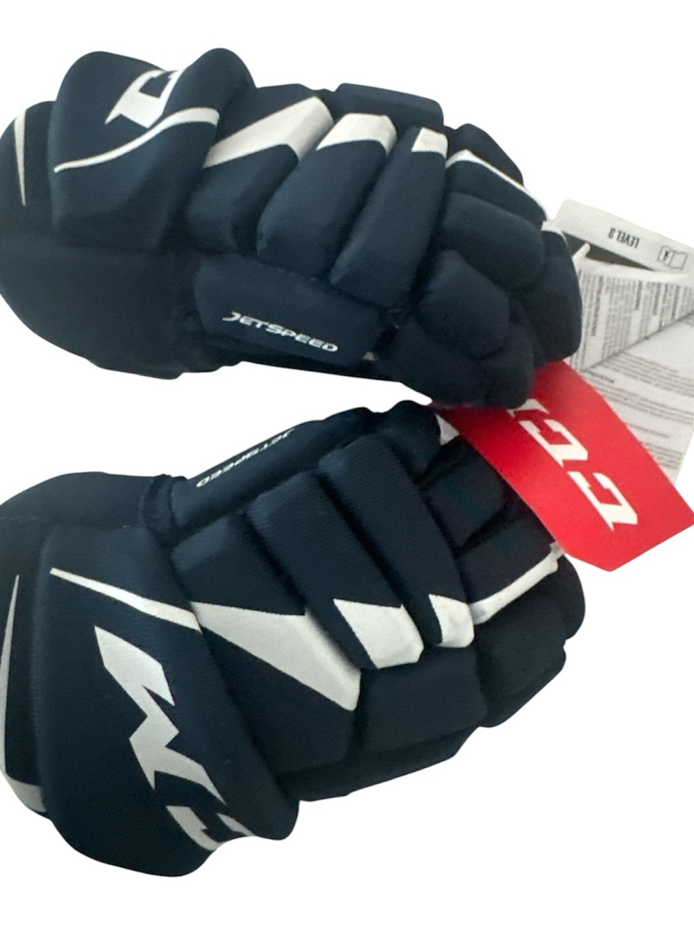 CCM Jetspeed Youth Hockey Gloves - Black with White Accents